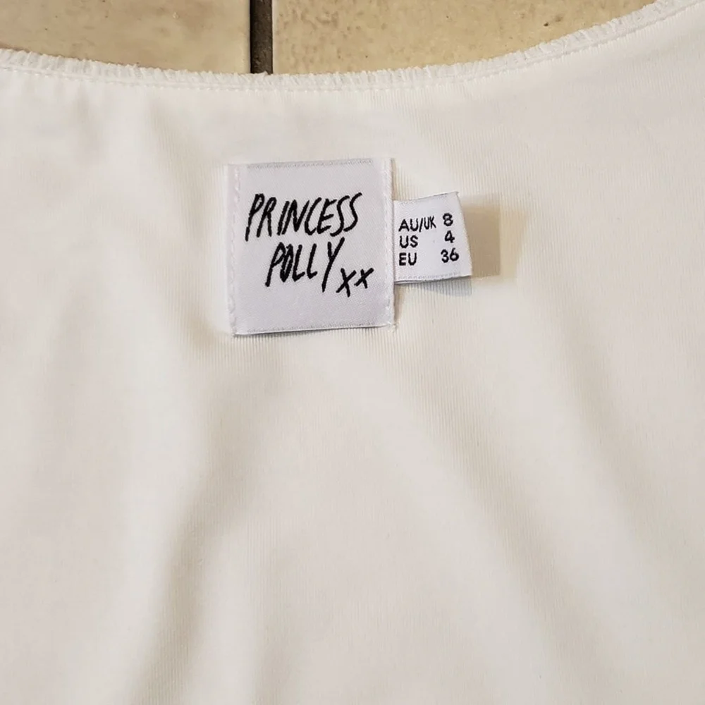 Princess Polly MCCALL LONG SLEEVE TOP WHITE used size 4 - Picture 3 of 4